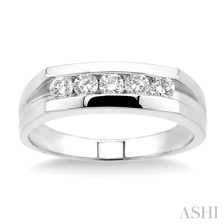 1/2 Ctw Channel Set Round Cut Diamonds Men's Band in 14K White Gold 1/2 Ctw Channel Set Round Cut Diamonds Men's Band in 14K White Gold