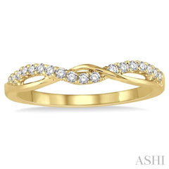 1/5 Ctw Twisted Top Round Cut Diamond Wedding Band in 14K Yellow Gold 1/5 Ctw Twisted Top Round Cut Diamond Wedding Band in 14K Yellow Gold
