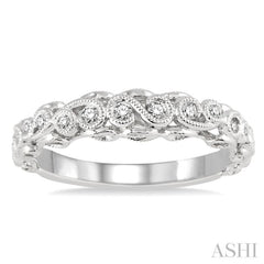 1/6 Ctw Lattice Milgrain Creeper Round Cut Diamond Stack Band in 14K White Gold 1/6 Ctw Lattice Milgrain Creeper Round Cut Diamond Stack Band in 14K White Gold