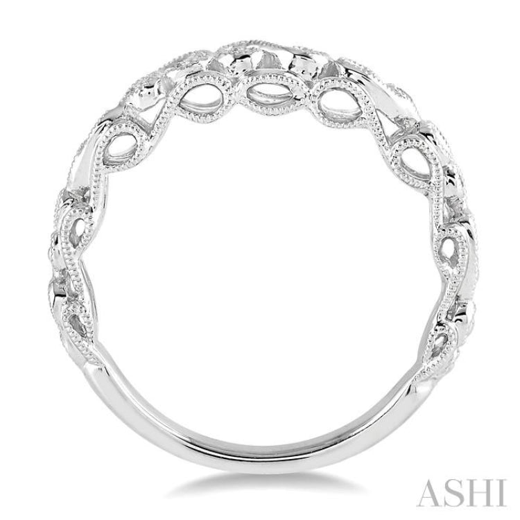1/6 Ctw Lattice Milgrain Creeper Round Cut Diamond Stack Band in 14K White Gold 1/6 Ctw Lattice Milgrain Creeper Round Cut Diamond Stack Band in 14K White Gold