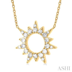 1/5 Ctw Sunburst Round Cut Diamond Fashion Pendant With Chain in 10K Yellow Gold 1/5 Ctw Sunburst Round Cut Diamond Fashion Pendant With Chain in 10K Yellow Gold