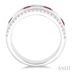 3x3 MM Princess Cut Ruby and 3/8 Ctw Round Cut Diamond Precious Ring in 14K White Gold 3x3 MM Princess Cut Ruby and 3/8 Ctw Round Cut Diamond Precious Ring in 14K White Gold