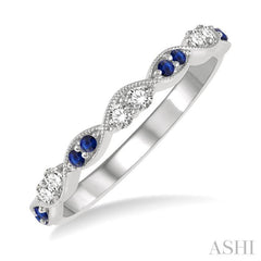 1.35 MM Round Cut Sapphire and 1/5 Ctw Round Cut Diamond Precious Half Eternity Wedding Band in 14K White Gold 1.35 MM Round Cut Sapphire and 1/5 Ctw Round Cut Diamond Precious Half Eternity Wedding Band in 14K White Gold