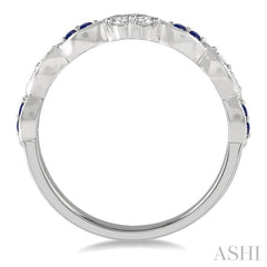 1.35 MM Round Cut Sapphire and 1/5 Ctw Round Cut Diamond Precious Half Eternity Wedding Band in 14K White Gold 1.35 MM Round Cut Sapphire and 1/5 Ctw Round Cut Diamond Precious Half Eternity Wedding Band in 14K White Gold