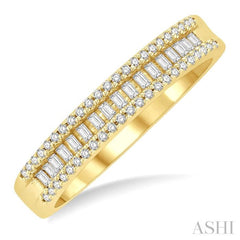 1/3 Ctw Baguette and Round Cut Diamond Stackable Fashion Band in 14K Yellow Gold 1/3 Ctw Baguette and Round Cut Diamond Stackable Fashion Band in 14K Yellow Gold