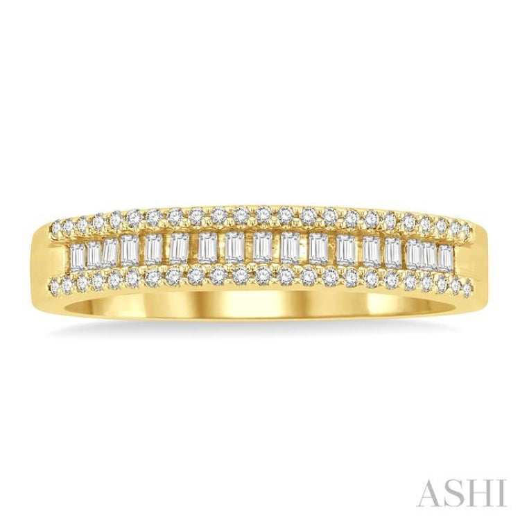 1/3 Ctw Baguette and Round Cut Diamond Stackable Fashion Band in 14K Yellow Gold 1/3 Ctw Baguette and Round Cut Diamond Stackable Fashion Band in 14K Yellow Gold