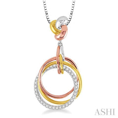 1/4 Ctw Round Cut Diamond Pendant in 14K Tri Color Gold with Chain 1/4 Ctw Round Cut Diamond Pendant in 14K Tri Color Gold with Chain