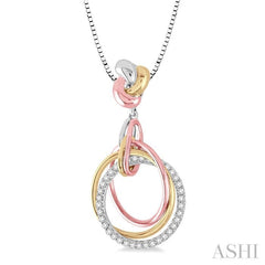 1/4 Ctw Round Cut Diamond Pendant in 14K Tri Color Gold with Chain 1/4 Ctw Round Cut Diamond Pendant in 14K Tri Color Gold with Chain