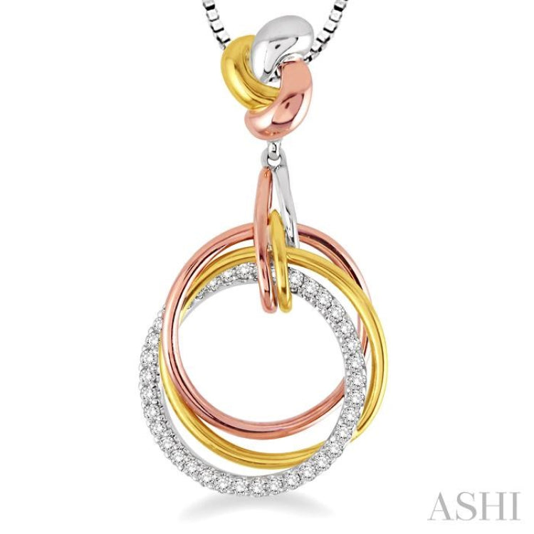 1/4 Ctw Round Cut Diamond Pendant in 14K Tri Color Gold with Chain 1/4 Ctw Round Cut Diamond Pendant in 14K Tri Color Gold with Chain
