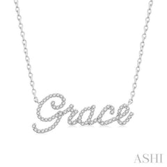 1/5 Ctw 'Grace' Script Name Round Cut Diamond Necklace in 10K White Gold 1/5 Ctw 'Grace' Script Name Round Cut Diamond Necklace in 10K White Gold