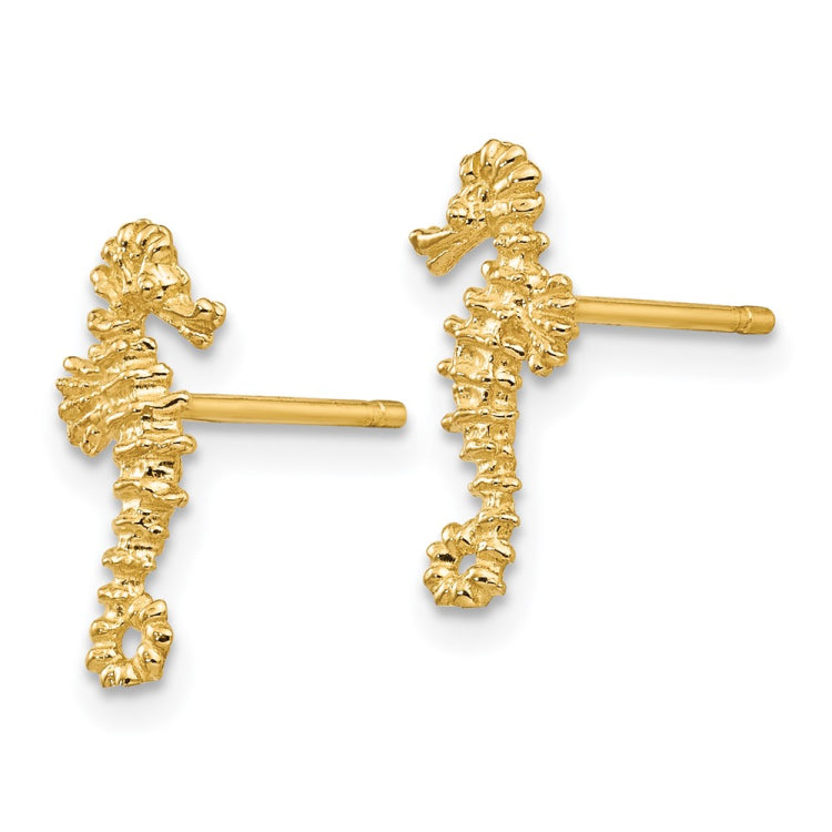14K Mini Left and Right Seahorse Post Earrings 14K Mini Left and Right Seahorse Post Earrings