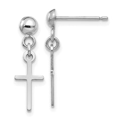 14k White Gold Polished Cross Dangle Post Earrings 14k White Gold Polished Cross Dangle Post Earrings