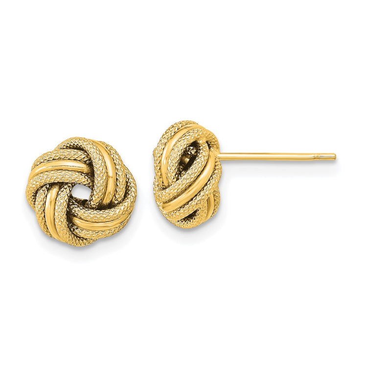 14k Polished Textured Triple Love Knot Earrings 14k Polished Textured Triple Love Knot Earrings