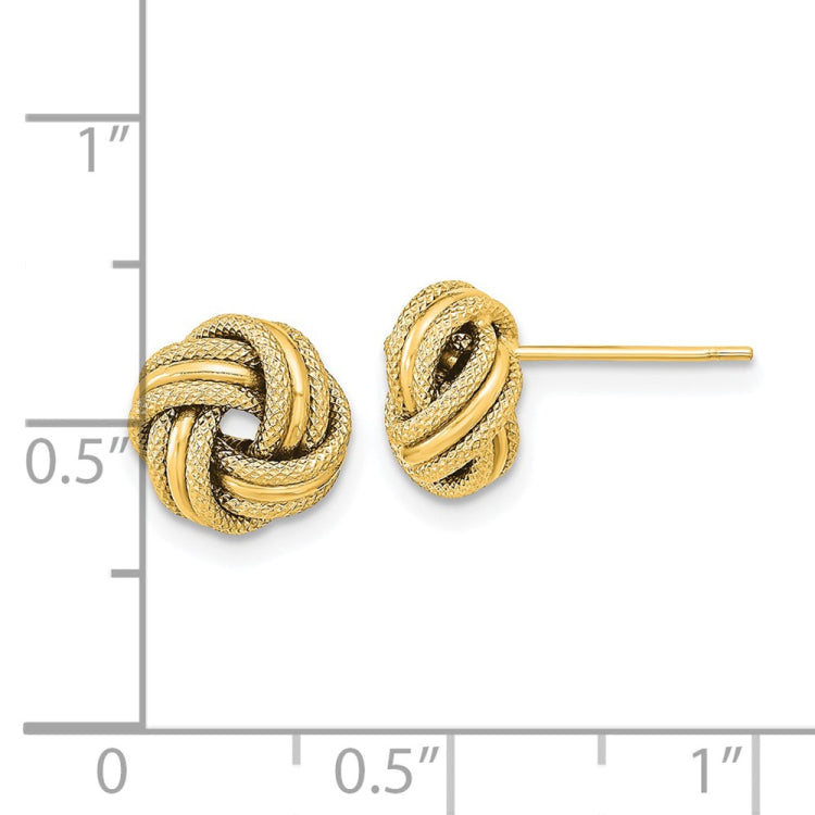 14k Polished Textured Triple Love Knot Earrings 14k Polished Textured Triple Love Knot Earrings