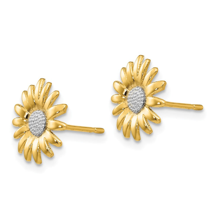 14k & Rhodium Mini Daisy Post Earrings 14k & Rhodium Mini Daisy Post Earrings