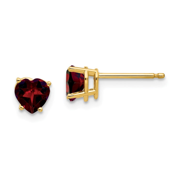 14k 5mm Heart Garnet Earrings 14k 5mm Heart Garnet Earrings