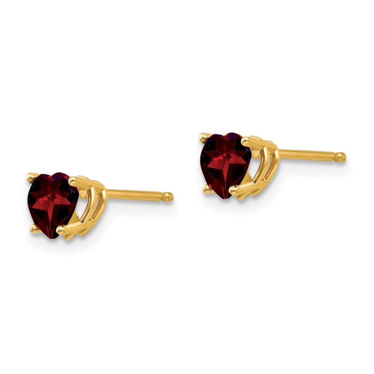 14k 5mm Heart Garnet Earrings 14k 5mm Heart Garnet Earrings