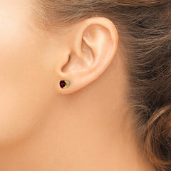 14k 5mm Heart Garnet Earrings 14k 5mm Heart Garnet Earrings