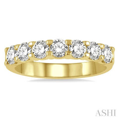 1 Ctw Round Cut 7 Stone Diamond Wedding Band in 14K Yellow Gold 1 Ctw Round Cut 7 Stone Diamond Wedding Band in 14K Yellow Gold