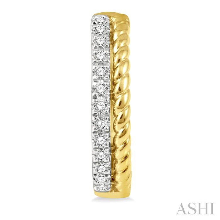 1/4 Ctw Rope Bead & Round Cut Diamond Hoop Earrings in 14K Yellow Gold 1/4 Ctw Rope Bead & Round Cut Diamond Hoop Earrings in 14K Yellow Gold