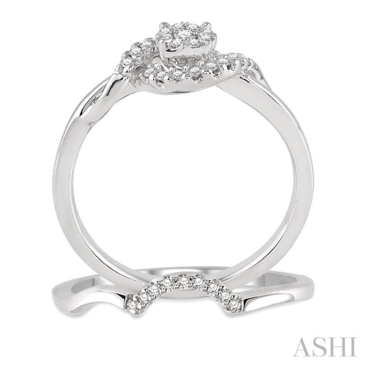1/4 Ctw Diamond Wedding Set with 1/5 Ctw Lovebright Round Cut Engagement Ring and 1/20 Ctw Wedding Band in 14K White Gold 1/4 Ctw Diamond Wedding Set with 1/5 Ctw Lovebright Round Cut Engagement Ring and 1/20 Ctw Wedding Band in 14K White Gold
