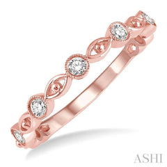 1/5 Ctw Lattice Marquise & Circular Mount Round Cut Diamond Stackable Band in 14K Rose Gold 1/5 Ctw Lattice Marquise & Circular Mount Round Cut Diamond Stackable Band in 14K Rose Gold