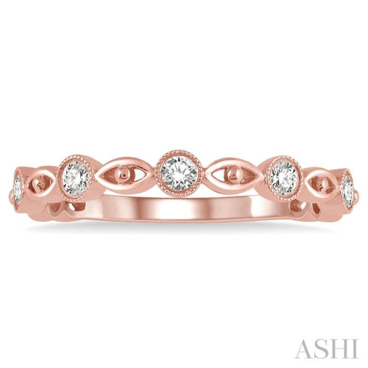 1/5 Ctw Lattice Marquise & Circular Mount Round Cut Diamond Stackable Band in 14K Rose Gold 1/5 Ctw Lattice Marquise & Circular Mount Round Cut Diamond Stackable Band in 14K Rose Gold
