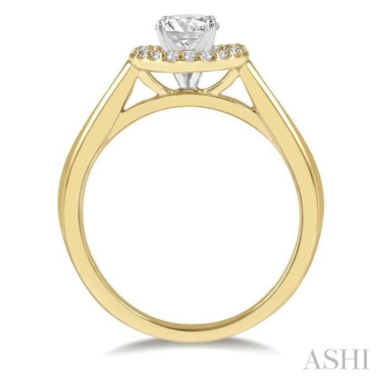 1/3 Ctw Diamond Halo Engagement Ring With 1/4 Ct Round Cut Center Stone in 14K Yellow and White Gold 1/3 Ctw Diamond Halo Engagement Ring With 1/4 Ct Round Cut Center Stone in 14K Yellow and White Gold