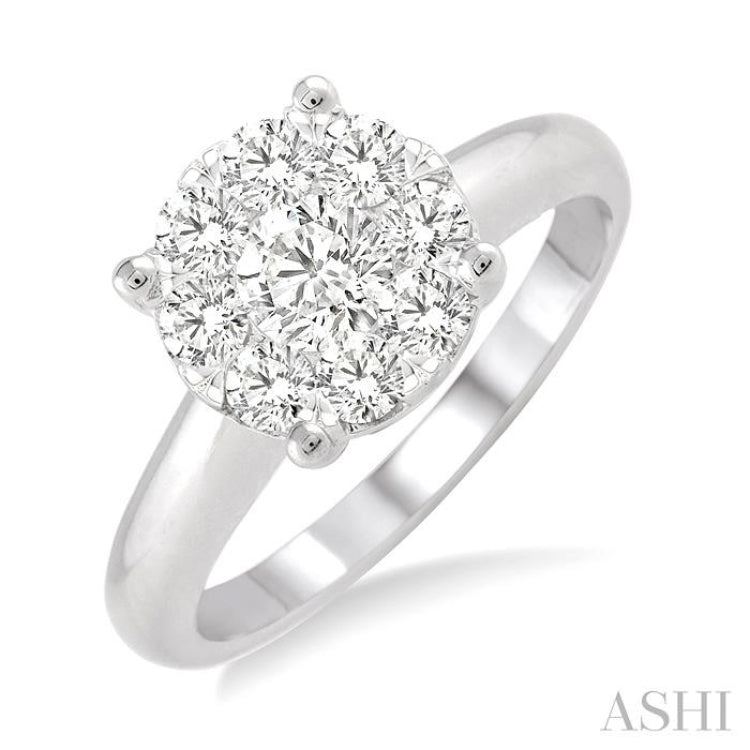 1 Ctw Round Cut Lovebright Diamond Ring in 14K White Gold 1 Ctw Round Cut Lovebright Diamond Ring in 14K White Gold