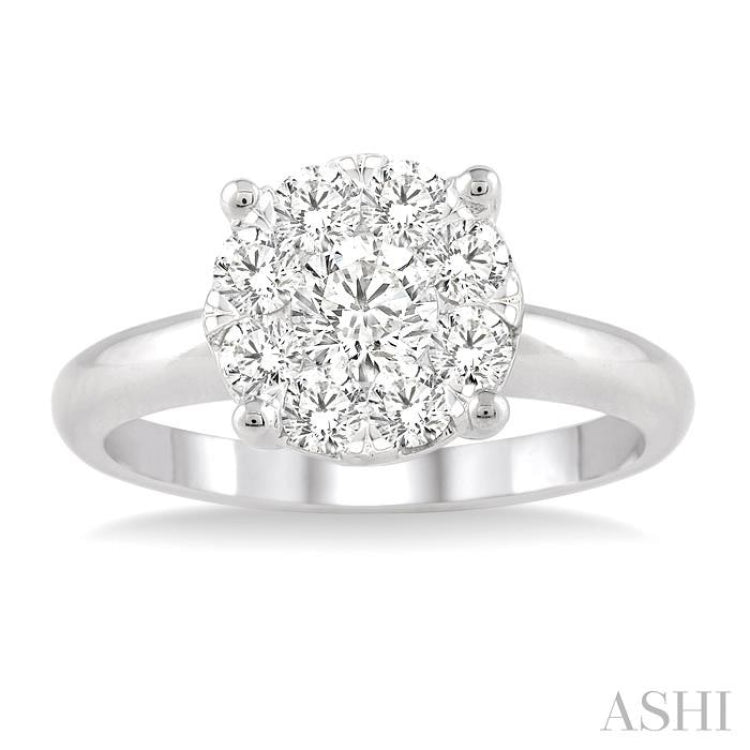 1 Ctw Round Cut Lovebright Diamond Ring in 14K White Gold 1 Ctw Round Cut Lovebright Diamond Ring in 14K White Gold