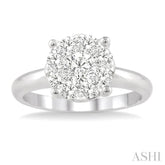 1 Ctw Round Cut Lovebright Diamond Ring in 14K White Gold