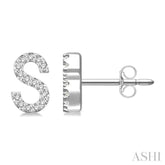 1/10 Ctw Initial 'S' Single Cut Diamond Earrings in 10K White Gold