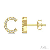 1/10 Ctw Initial 'C' Single Cut Diamond Earrings in 10K Yellow Gold