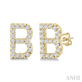1/8 Ctw Initial 'B' Single Cut Diamond Earrings in 10K Yellow Gold