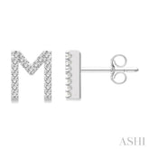 1/8 Ctw Initial 'M' Single Cut Diamond Earrings in 10K White Gold