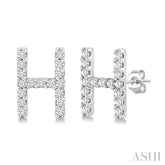1/10 Ctw Initial 'H' Single Cut Diamond Earrings in 10K White Gold