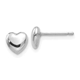 14k White Gold 6mm Heart Post Stud Earrings