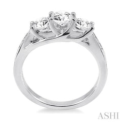 1 Ctw Diamond Engagement Ring with 3/8 Ct Round Cut Center Stone in 14K White Gold 1 Ctw Diamond Engagement Ring with 3/8 Ct Round Cut Center Stone in 14K White Gold