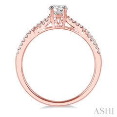 3/8 Ctw Diamond Engagement Ring with 1/4 Ct Round Cut Center Stone in 14K Rose Gold 3/8 Ctw Diamond Engagement Ring with 1/4 Ct Round Cut Center Stone in 14K Rose Gold
