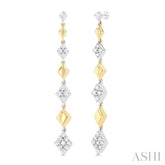1/2 Ctw Graduated Diamond Shape Round Cut Diamond Fashion Long Earrings in 14K Yellow and White Gold