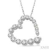 1/4 Ctw Diamond Journey Heart Pendant in 14K White Gold with chain