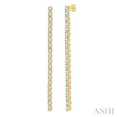 1 Ctw Single Line Drop Round Cut Diamond Tennis Earring in 14K Yellow Gold