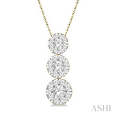 1/3 Ctw Lovebright 3 stone Essential Round Cut Diamond Pendant with Chain in 14K Yellow and White Gold