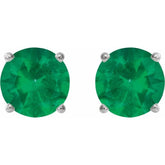 Sterling Silver 4 mm Lab-Grown Emerald Earrings