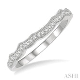1/10 Ctw Curvy Round Cut Diamond Wedding Band in 14K White Gold