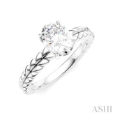 1/20 Ctw Oval Shape Round Cut Diamond Semi-Mount Engagement Ring in 14K White Gold