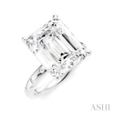 1/5 Ctw Akari Emerald Shape Round Cut Diamond Semi-Mount Engagement Ring in 14K White Gold