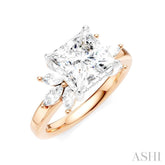 1/2 Ctw Akari Princess Shape Marquise and Round Cut Diamond Semi-Mount Engagement Ring in 14K Rose and White Gold