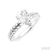 1/20 Ctw Pear Shape Round Cut Diamond Semi-Mount Engagement Ring in 14K White Gold