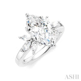 1/2 Ctw Akari Marquise and Round Cut Diamond Semi-Mount Engagement Ring in 14K White Gold